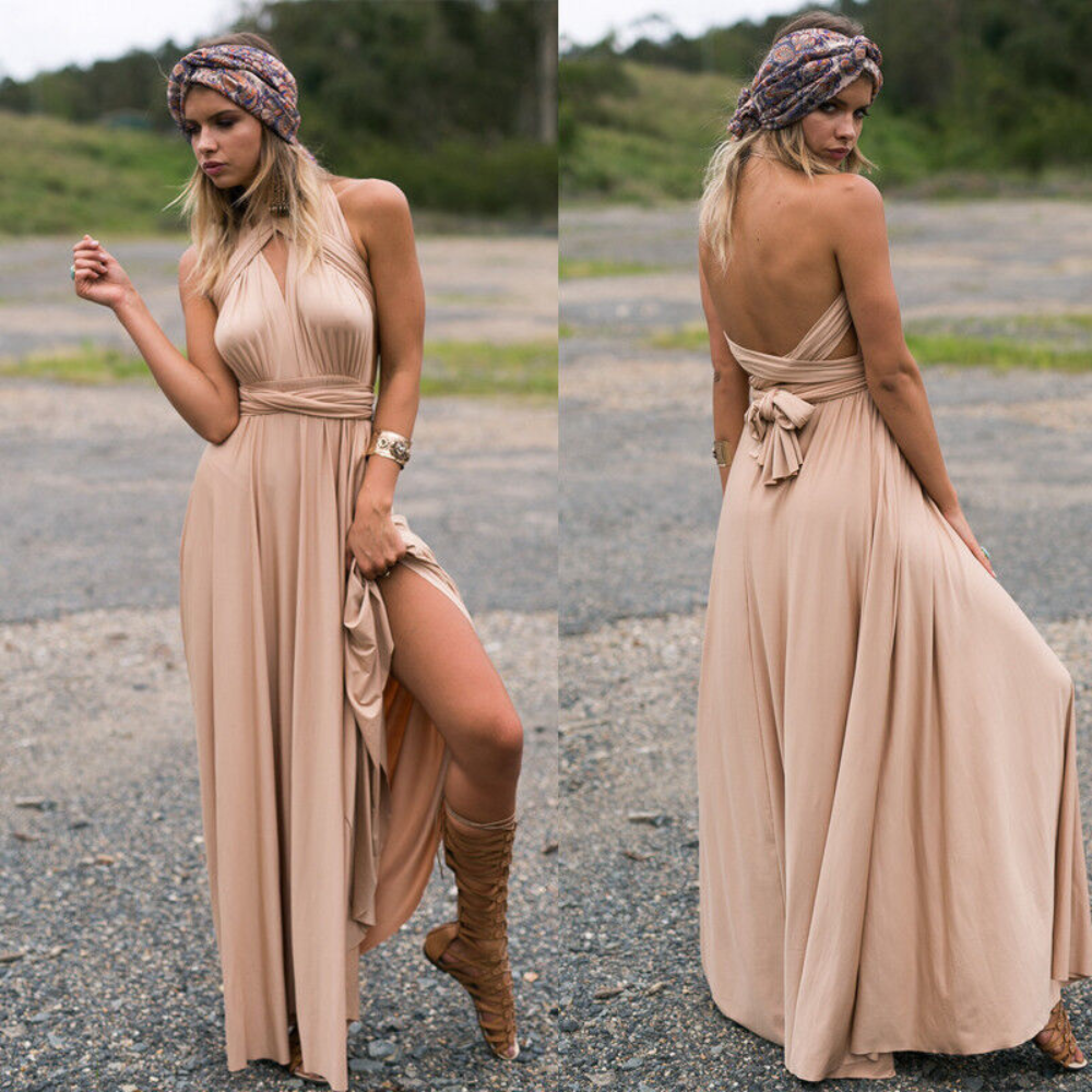 GR | Elegante Damen Infinity Kleid Schickes Wickel Sommerkleid
