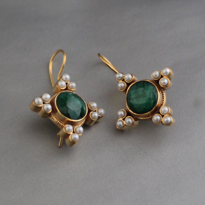 GR | Pearl Vintage Drop Earrings Gold Plated