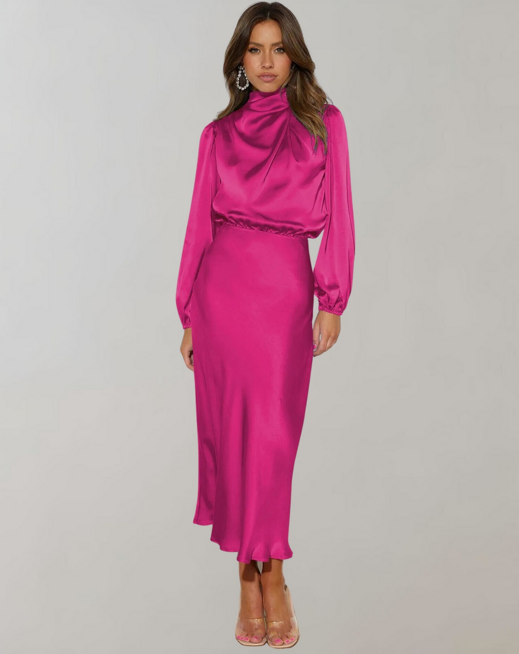 GR | Elegantes Abendkleid für Damen Lang Langärmelig