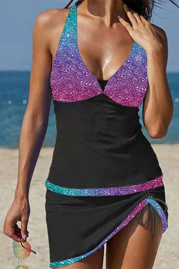 GR | Julissa Leopard Front Drawstring Tankini Set