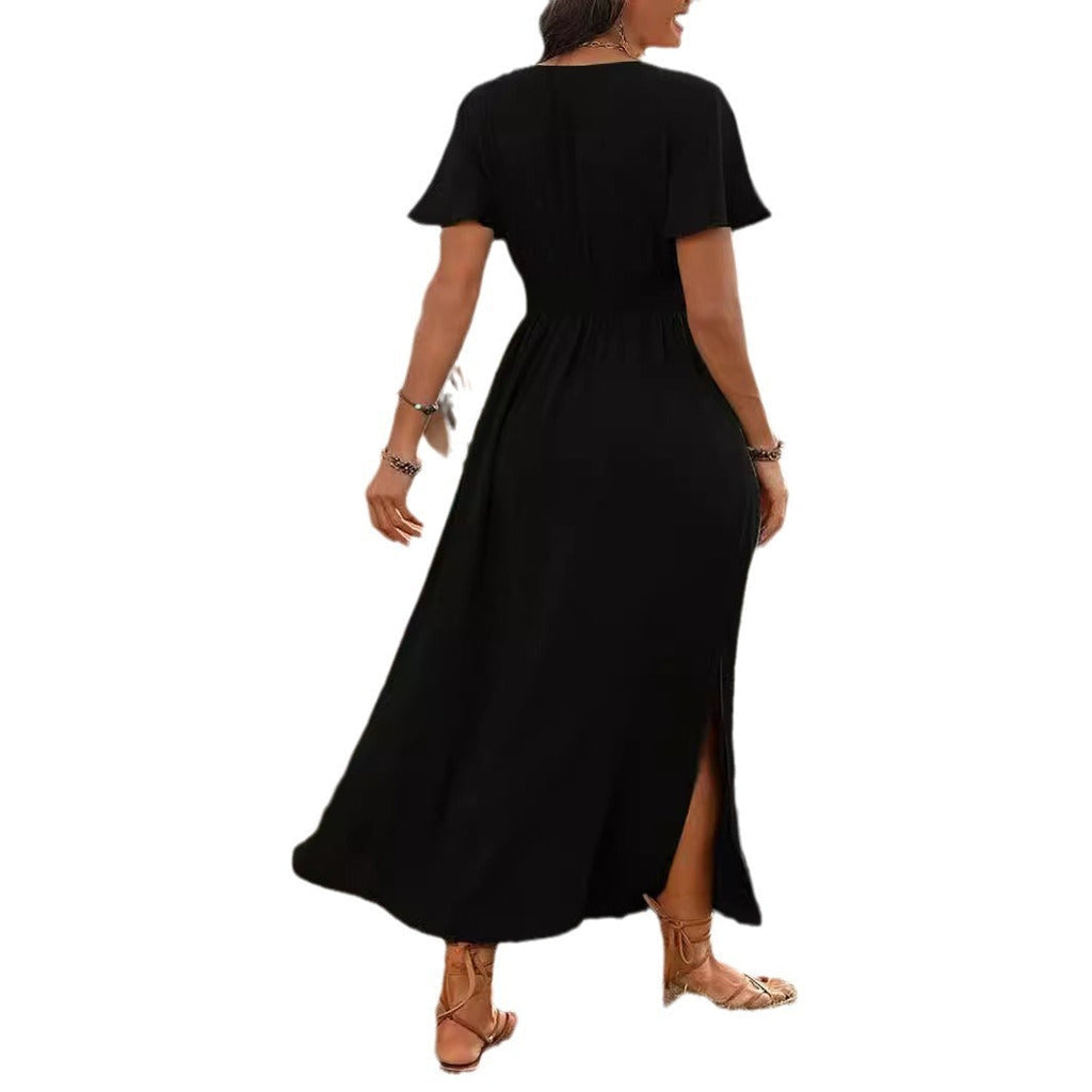 GR | Elegantes Kurzarmkleid Mit Chorkragen