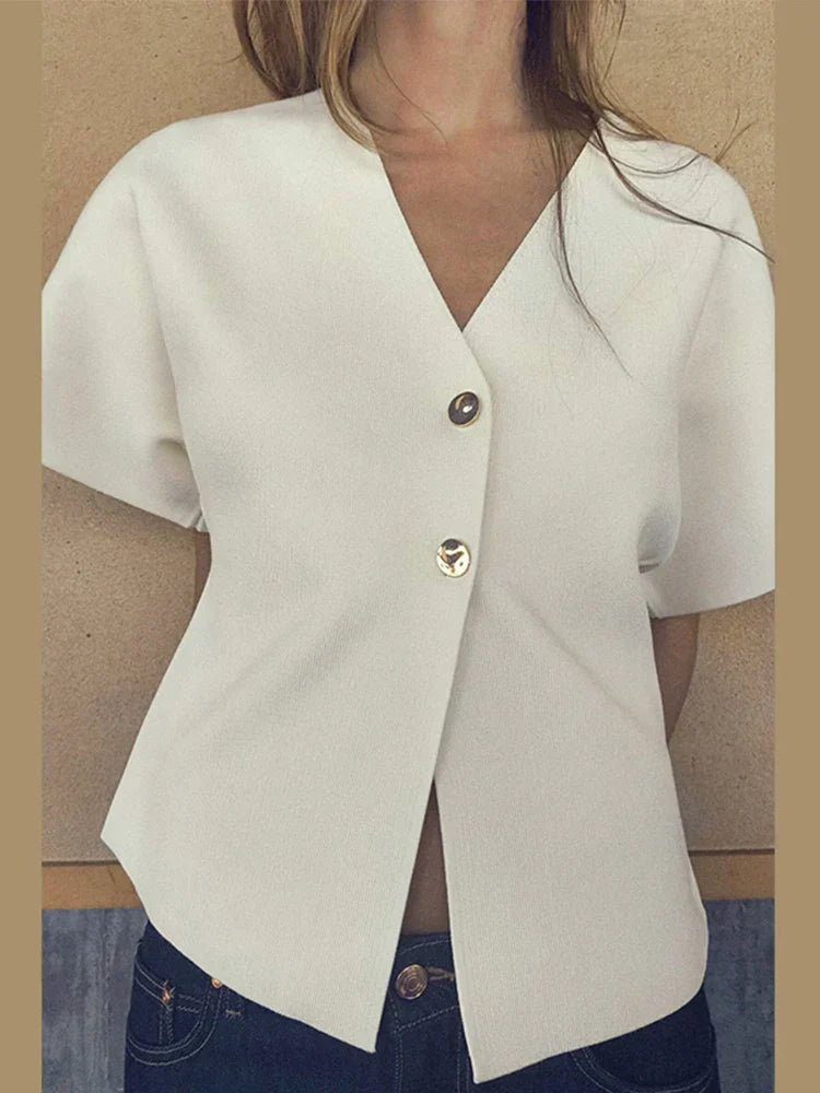 GR | Casual solid color knit top for women