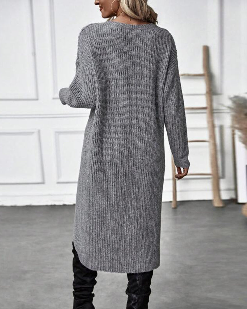 GR | Comfortable, solid-color sweater dress in an irregular style