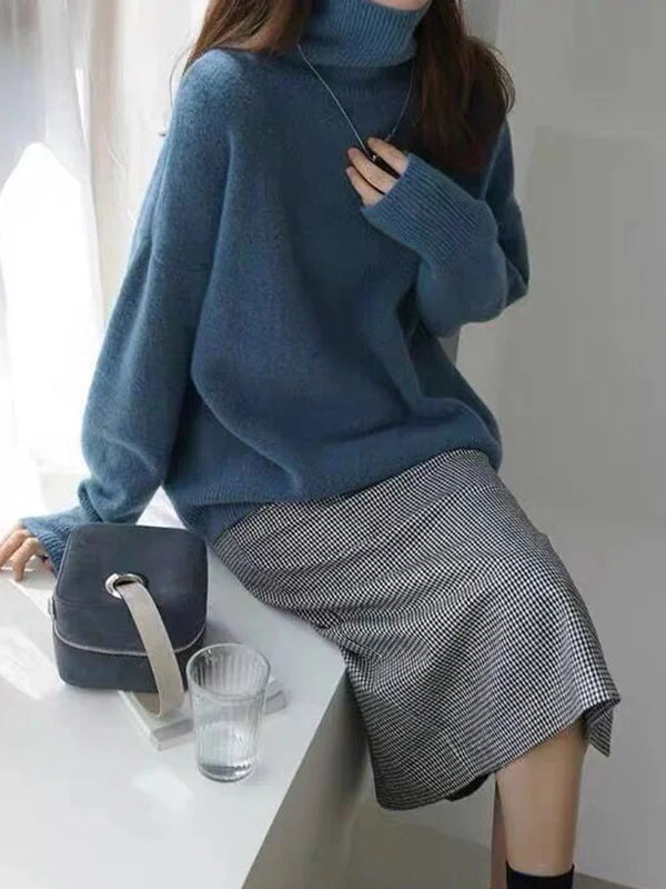 GR | Lässiger Strickjacke Rollkragenpullover für Damen