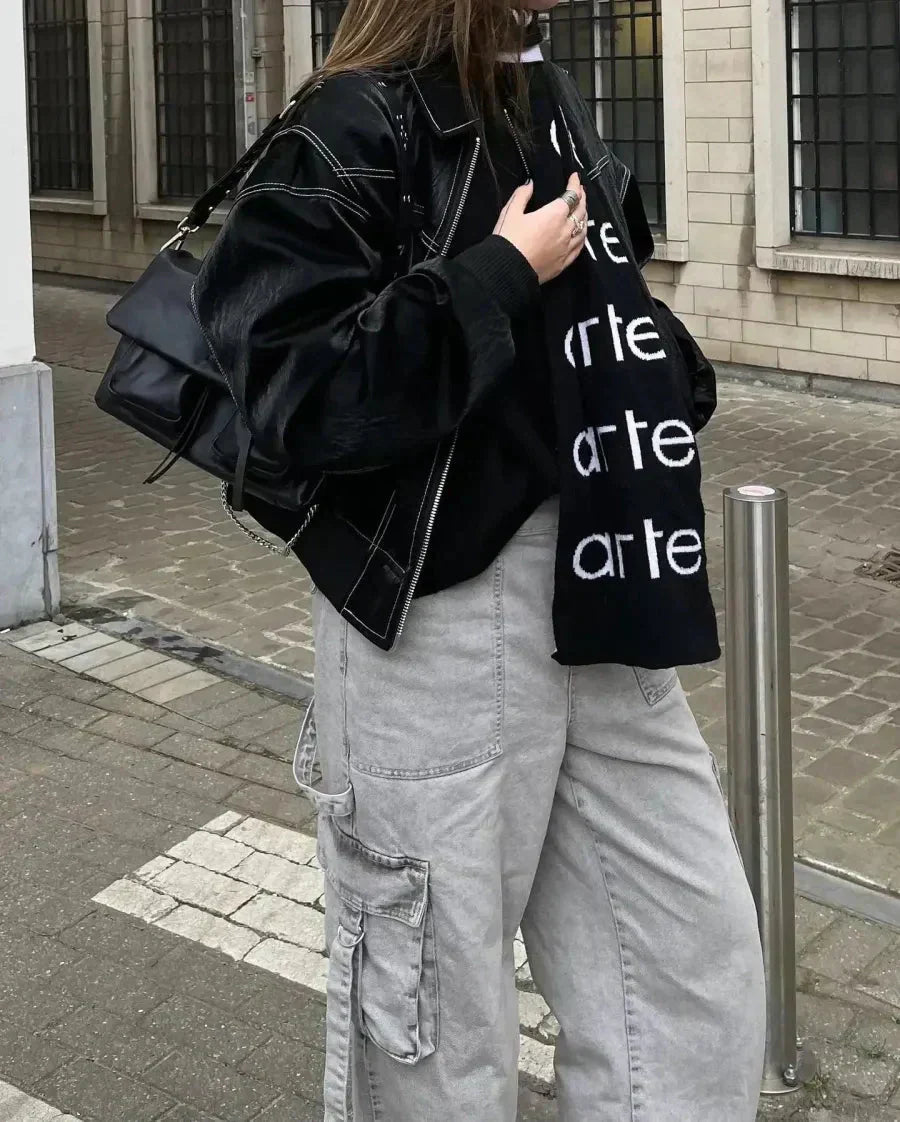 GR | Vintage-style leather bomber jacket