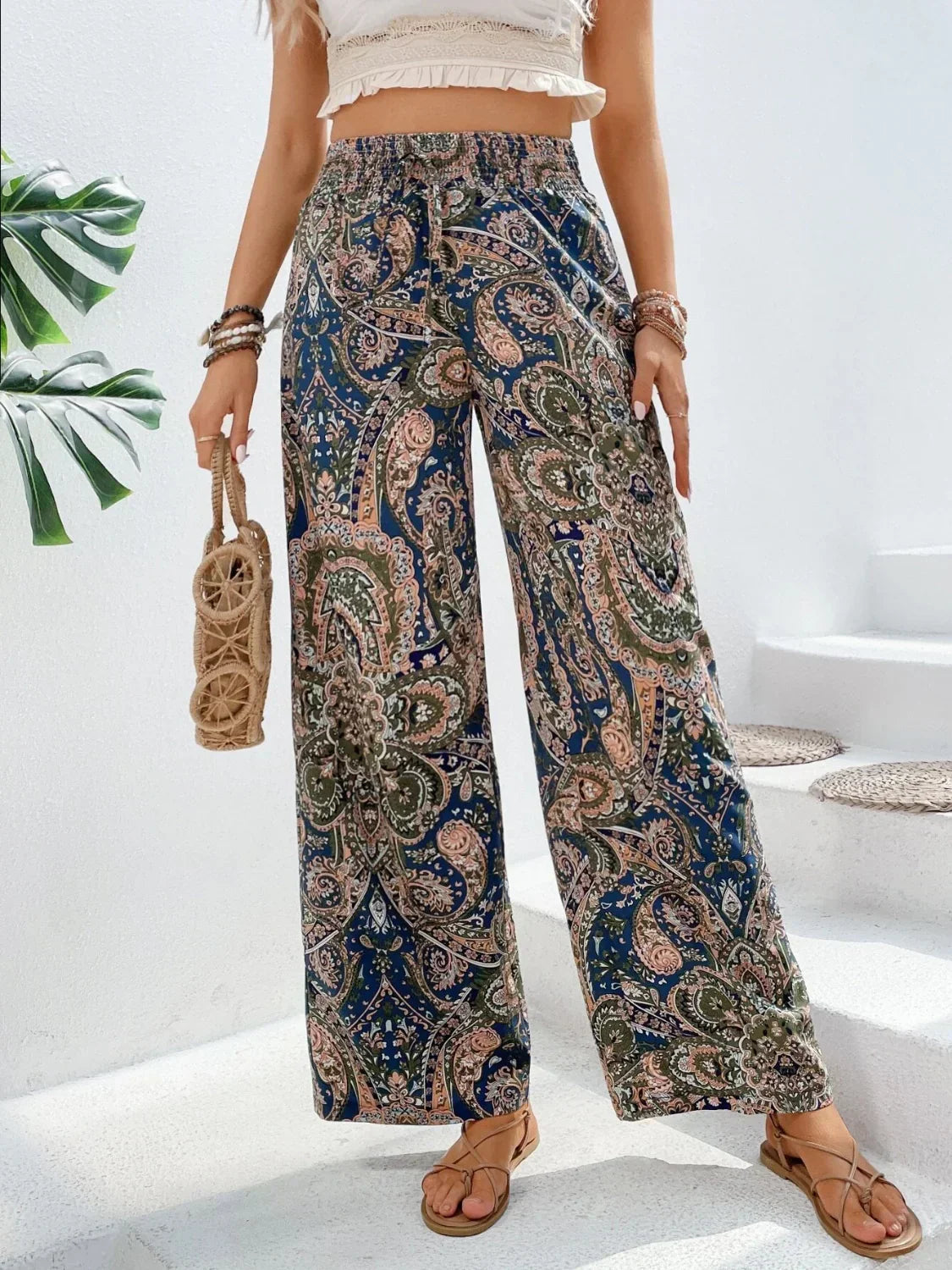 GR | Elegant Printed Wide Leg Trousers