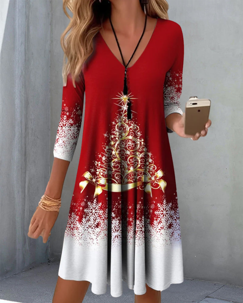 GR | Stylischer Charme V-Ausschnitt Winterkleid