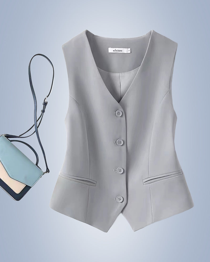 GR | Solid Color Temperament Vest for Women