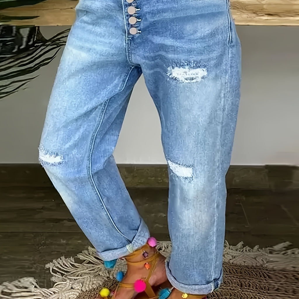 GR | Verwitterte Blaue Damen Stretchjeans
