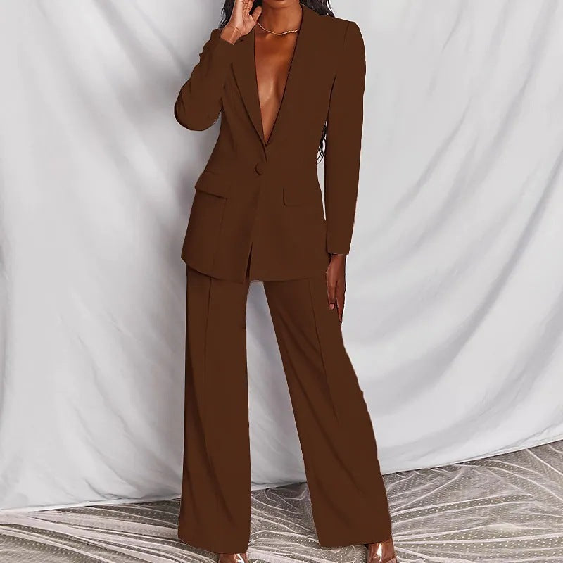 GR | Elegant women's suit with long sleeves and trousers