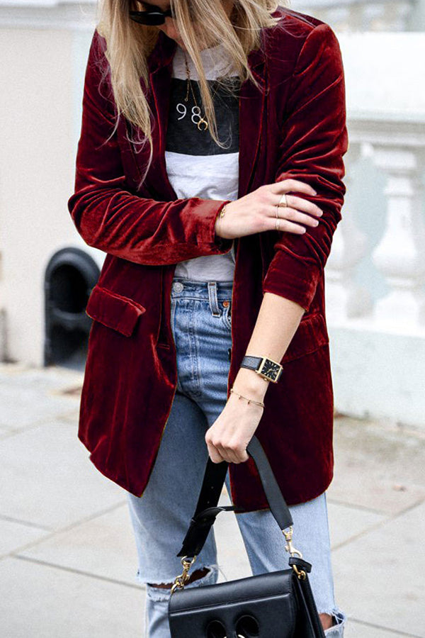 GR | Velvet blazer with a chic tailored cut for women