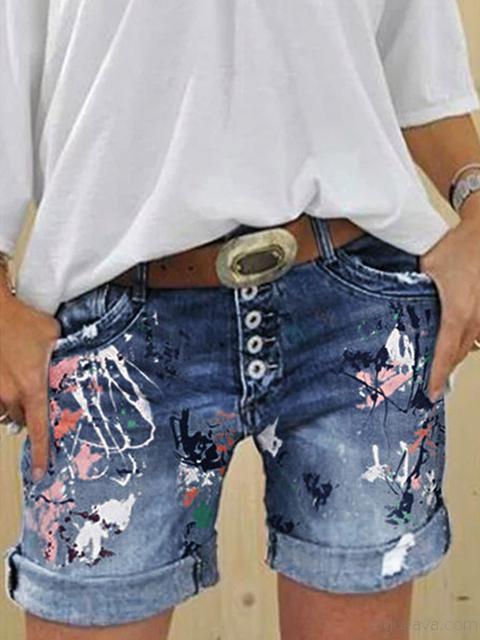 GR | Multi Knopf-Druck Denimshorts