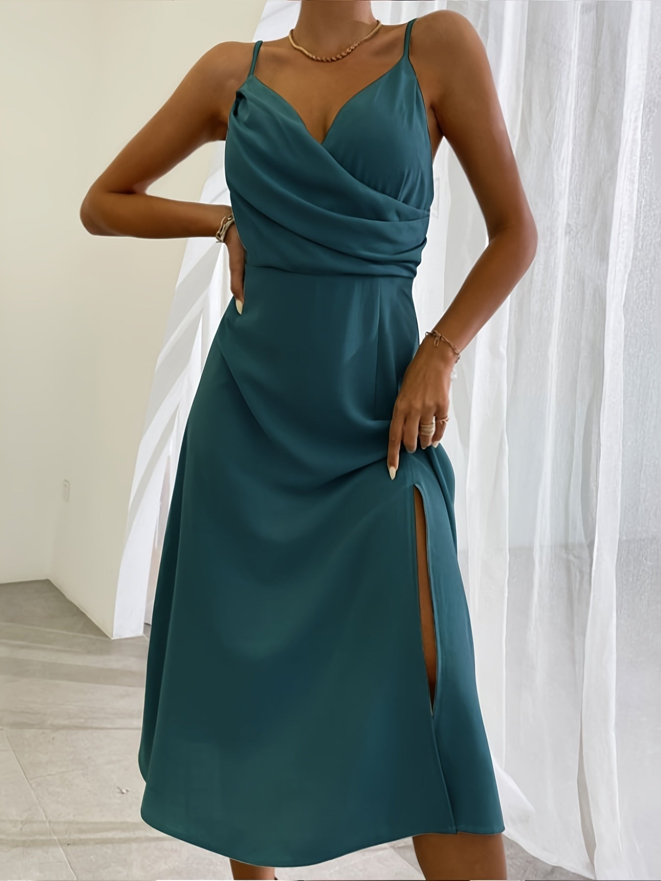 GR | V-Ausschnitt Midikleid Mit Druck Und Schlitz