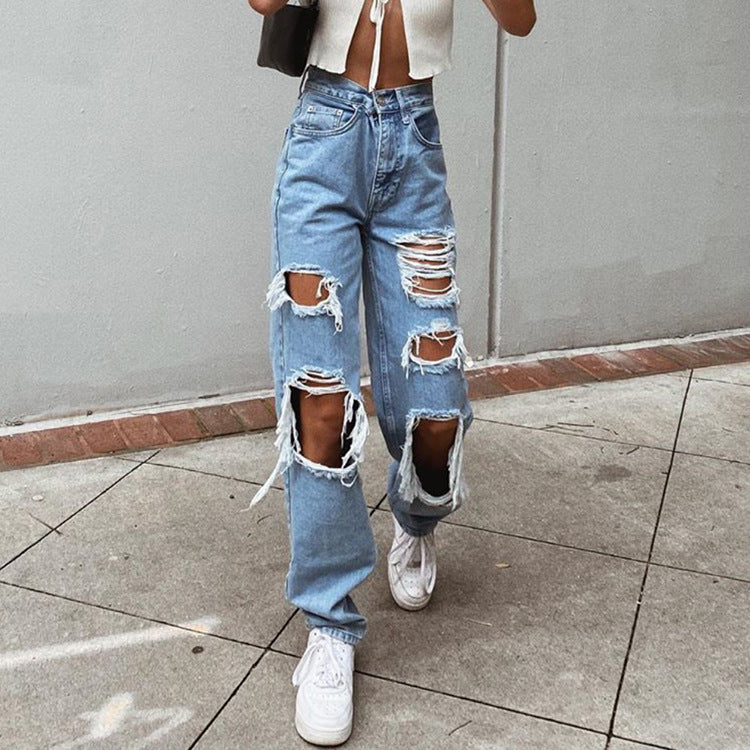 GR women's jeans with rips and washed effect 