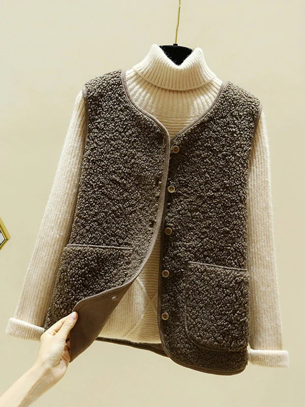GR - Warm Sleeveless Lambswool Cardigan for Women