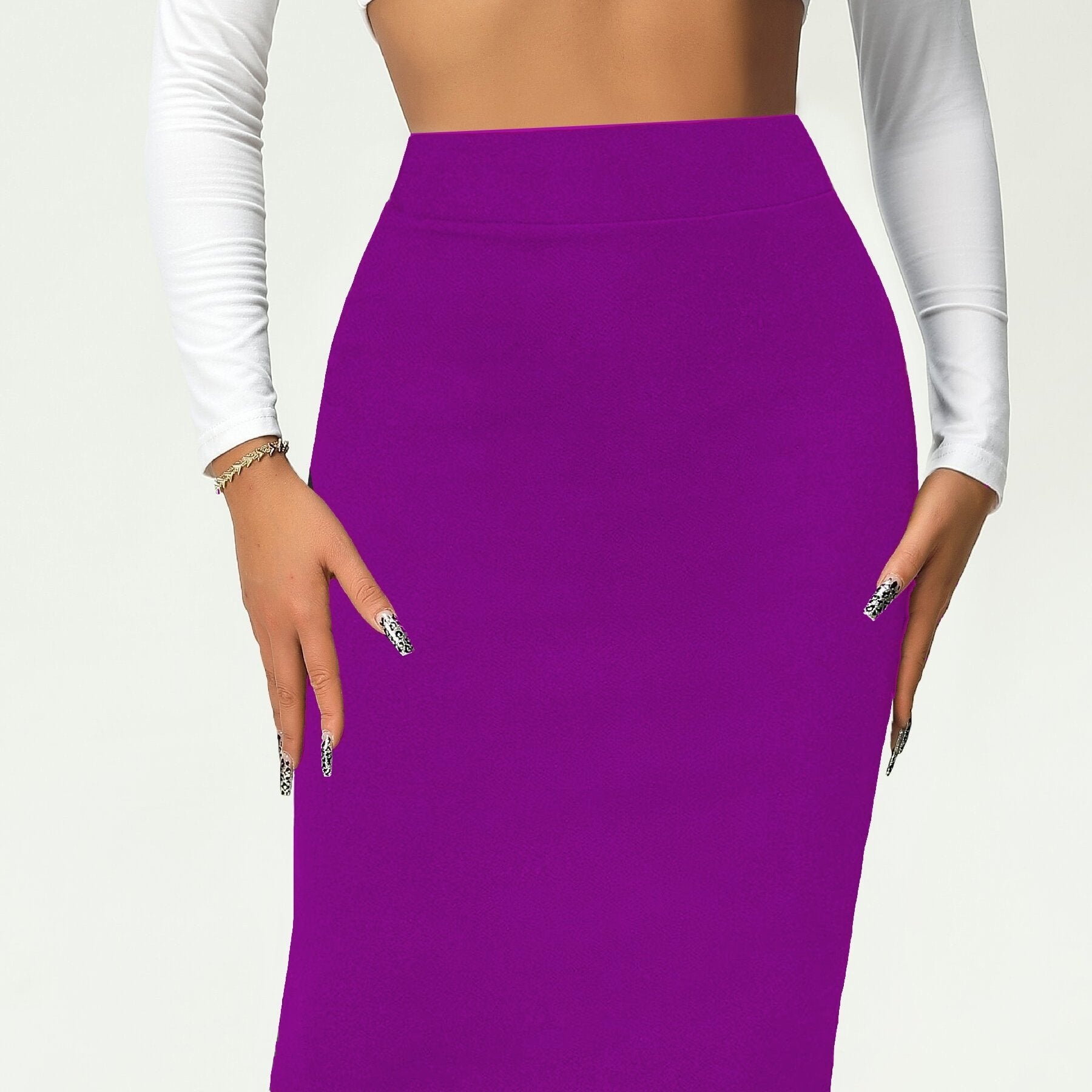 GR | Solid Color High Waist Pencil Skirt