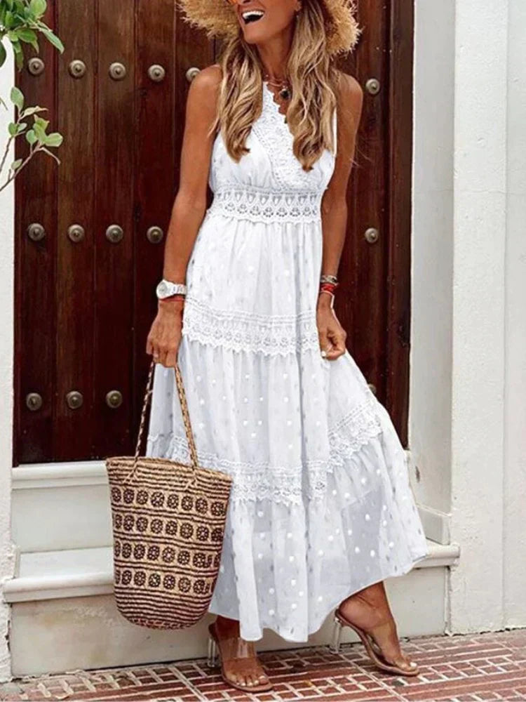 GR | Stilvolle Lange Kleid Mit Spitzen Details