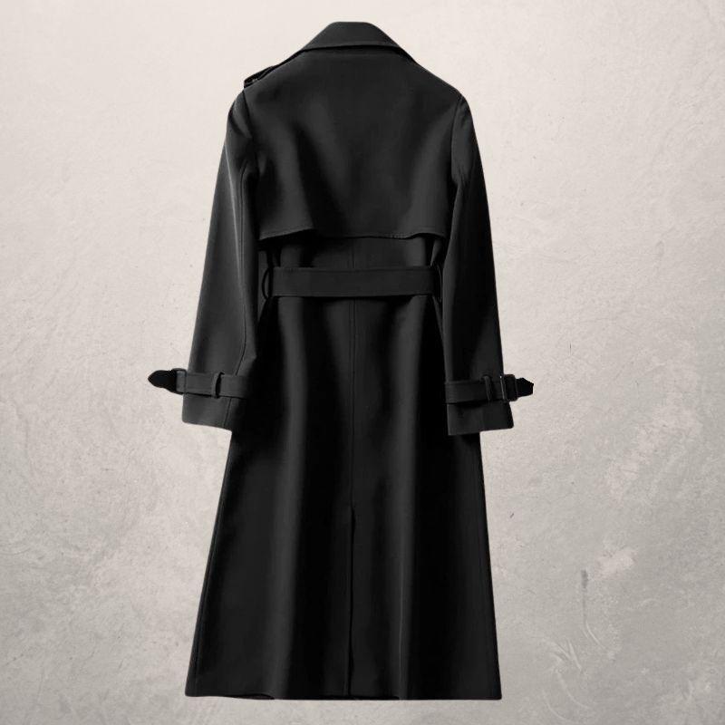 GR | Long trench coat, classic cut, double-breasted with belt and storm flap
