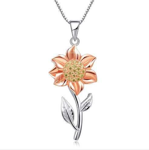 GR | Gold Necklace Made of Sterling Silver with Sunflower