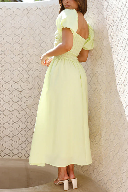 GR | Rosiedress Puffärmel Twist-Front Cut-Out Schwung Maxi-Kleid