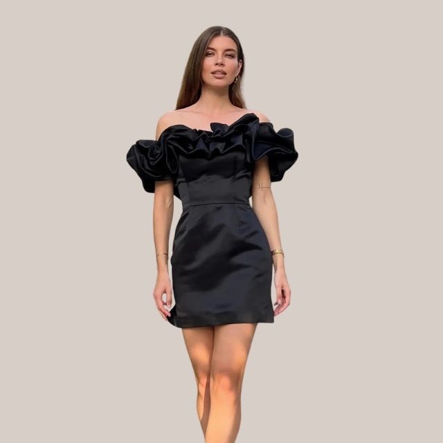 GR | Off-the-shoulder cocktail dress with ruffle detail