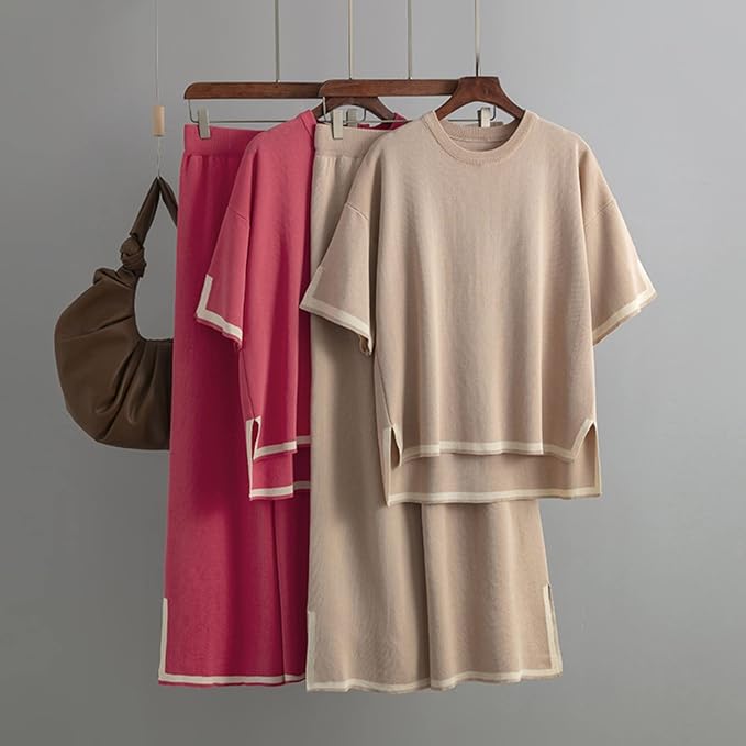 GR | Elegant short-sleeved two-piece set made of ice silk