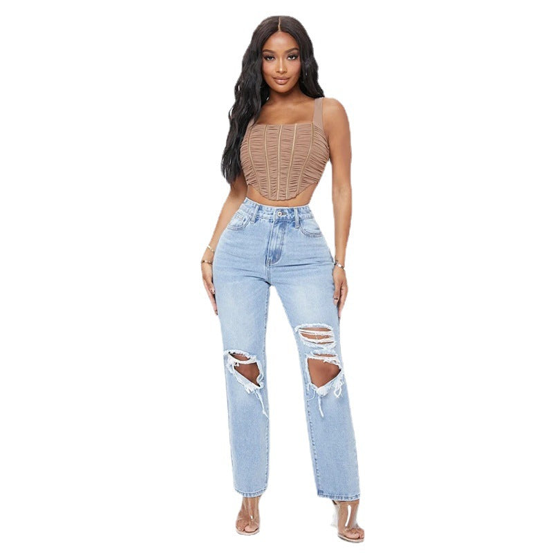 GR Damenjeans mit hoher Taille und Waschung