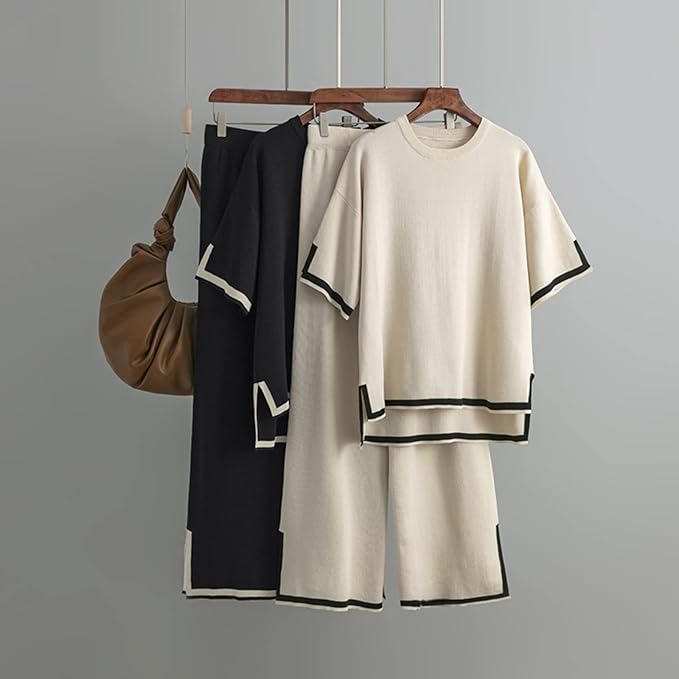 GR | Elegant short-sleeved two-piece set made of ice silk