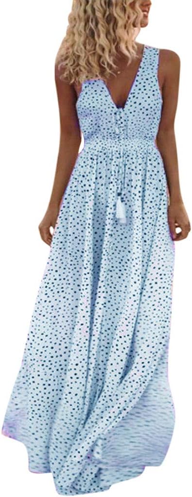 GR | Bohemian patchwork dress with V-neck and A-line in polka dots