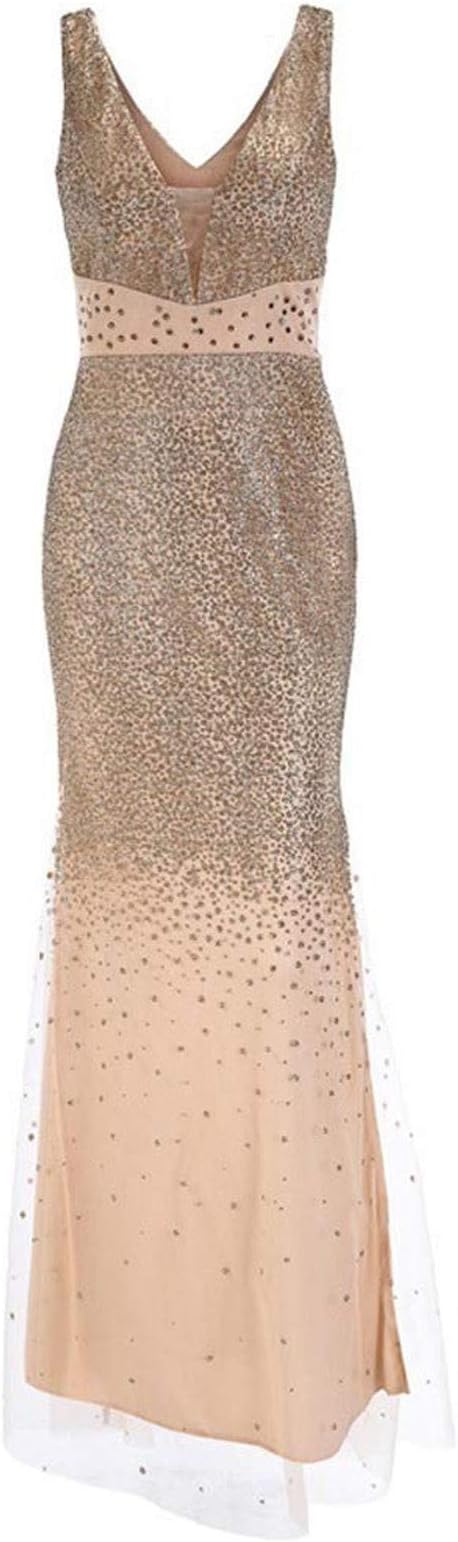 GR | Sling V-neck Split Glittering Evening Dress 