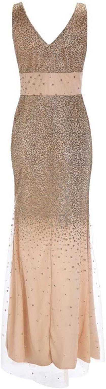 GR | Sling V-neck Split Glittering Evening Dress 