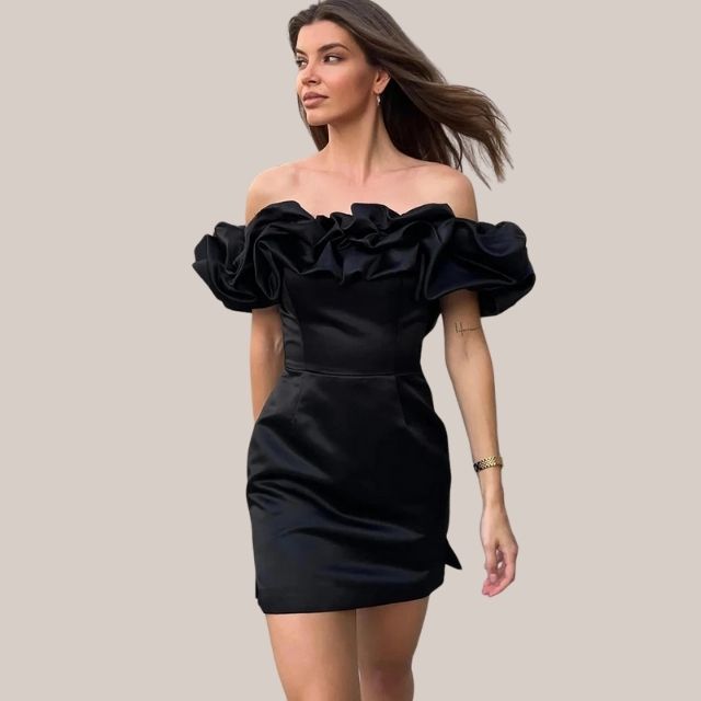 GR | Off-the-shoulder cocktail dress with ruffle detail