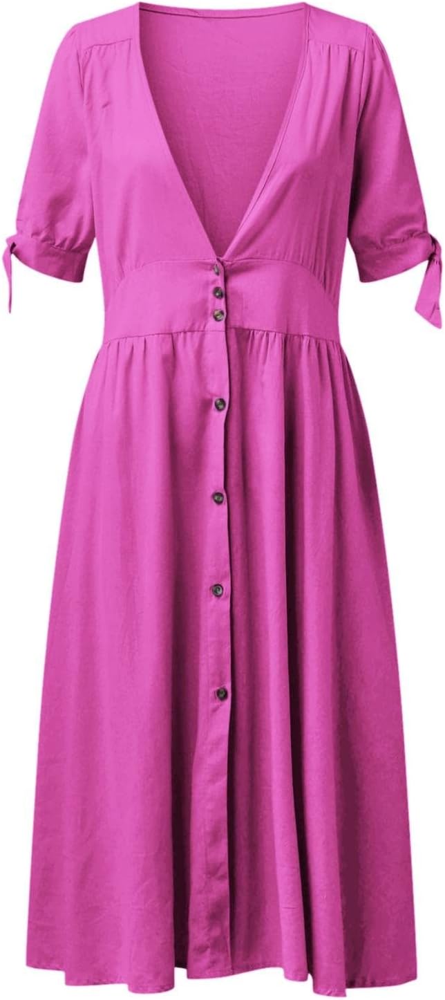 GR | Elegante Freizeitkleider mit V-Ausschnitt und Schnallenverschluss