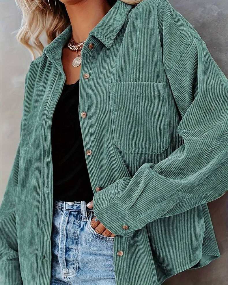 GR - Women's oversized corduroy shirt for casual chic