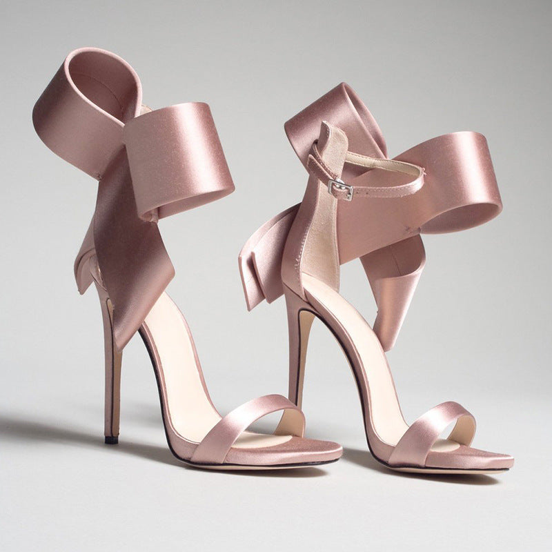 GR | Summer Plus Size Bow Ankle Strap High Heel Sandals for Women