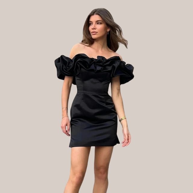 GR | Off-the-shoulder cocktail dress with ruffle detail