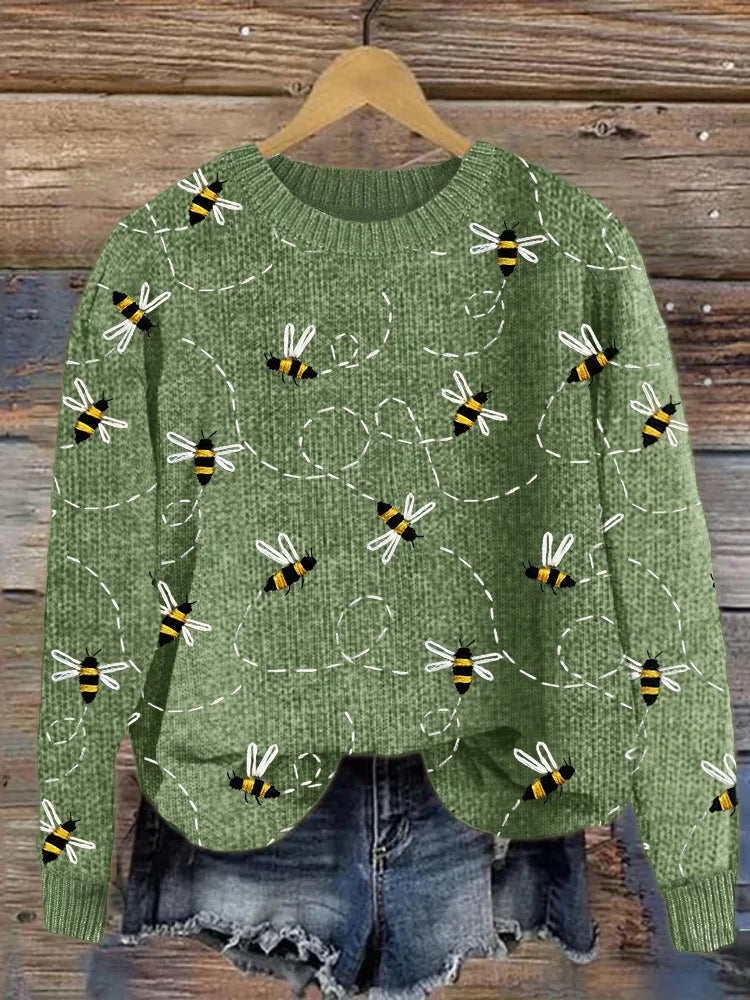 GR | Charmanter Strickpullover mit Bienenstickerei