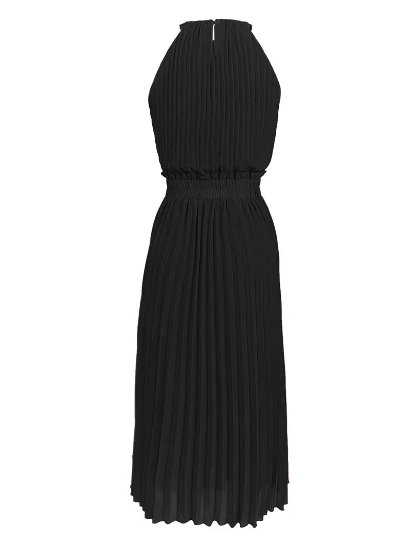 GR | Elegantes X-Sommer Midikleid mit Rundhalsausschnitt und Gesch Gathered Taille