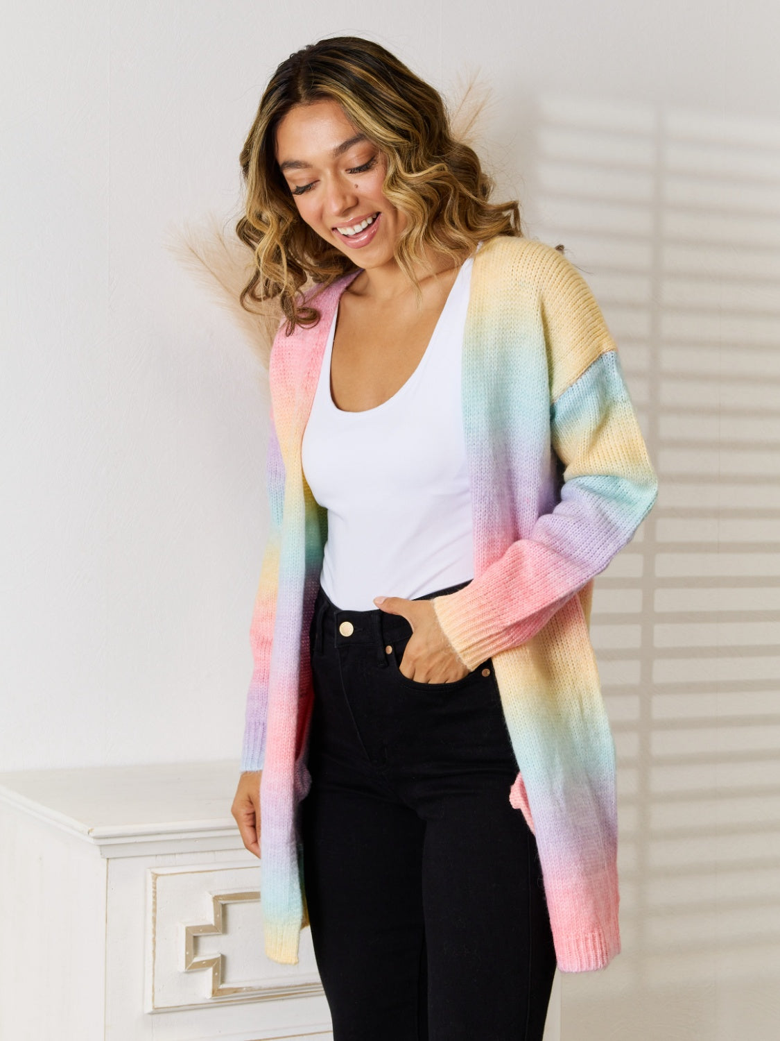 GR | Angel Wings Full Size Gradient Open Front Cardigan