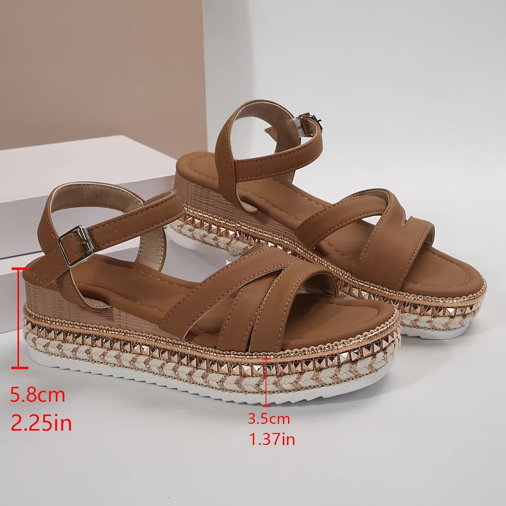 GR | Elegant Women's Buckle Comfort Platform Sandals