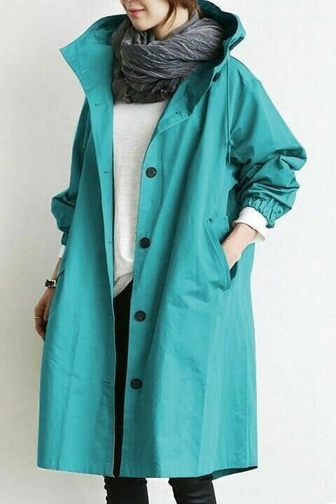 GR | Warm Large-Button Rain Jacket With