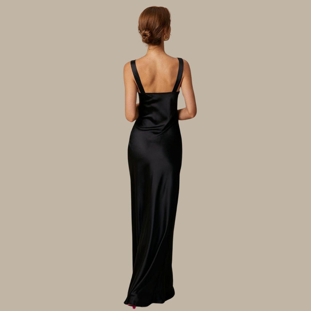 GR | Satin-Maxikleid mit Wasserfallausschnitt