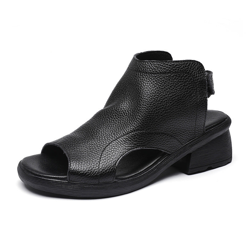GR | Genuine Leather Retro Artistic Women's Sandals Mid-High Soft Sole