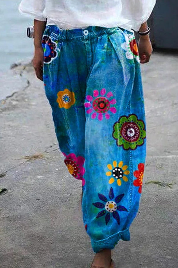 GR | Bohemian Floral Printed Oversized Harem Pants 