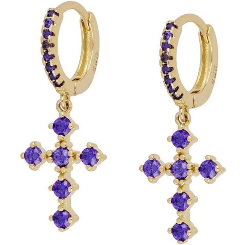 GR - Hoop earrings with dangling pendants | Multicolored gemstone earrings