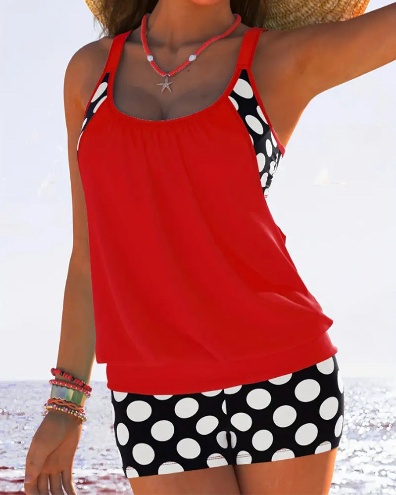 GR | Swimsuit tank top with polka dot boxers
