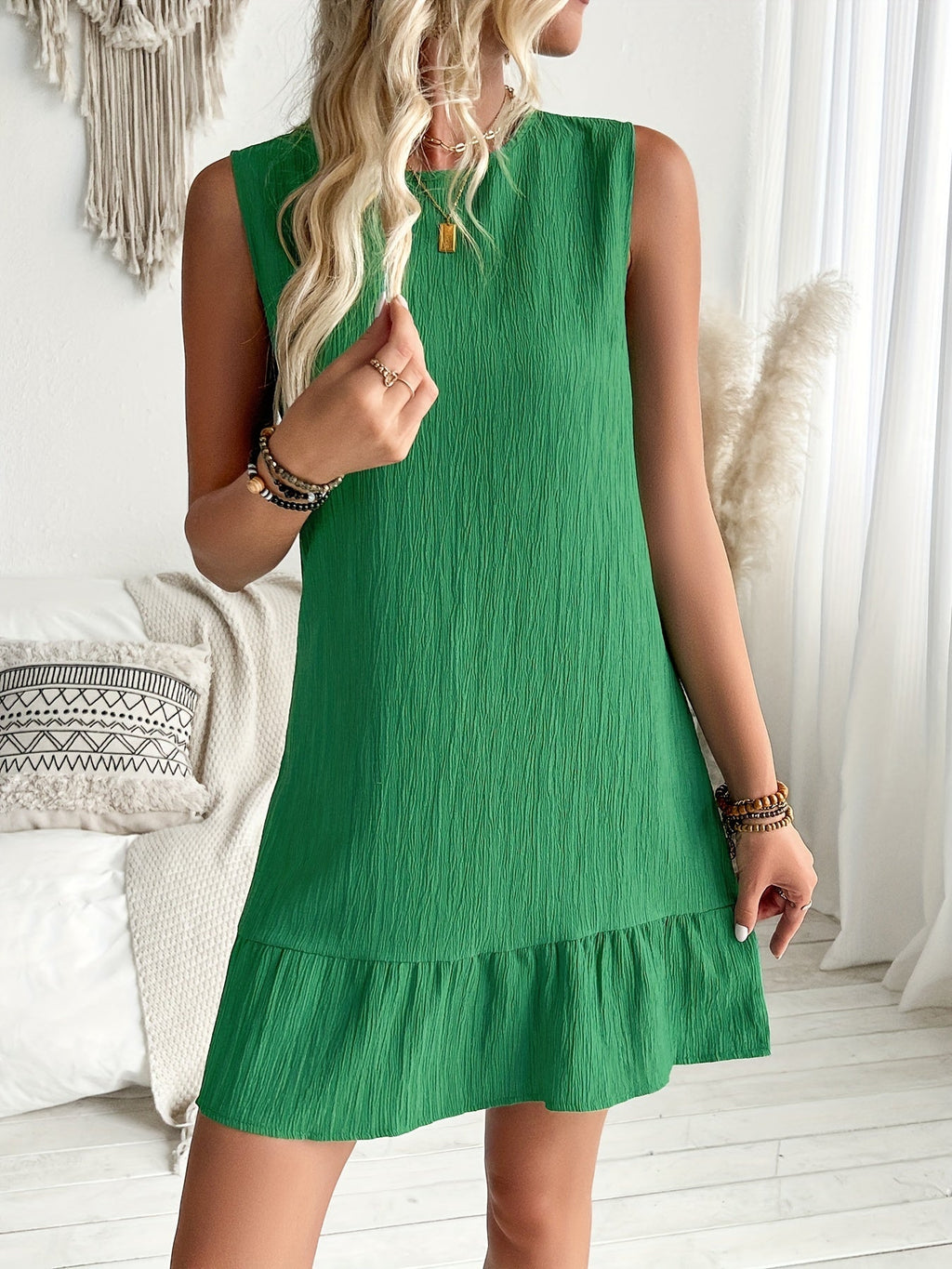 GR | Elegant dress with ruffles, sleeveless for spring and summer