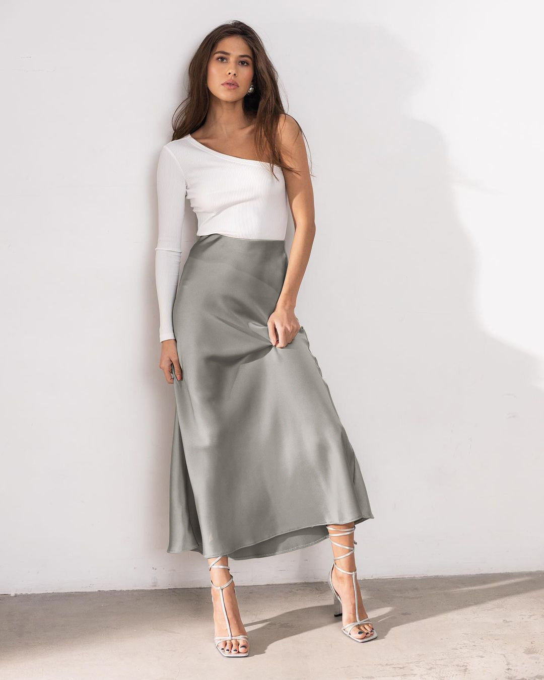 GR | Stylish high-waisted skirt Silky Ice Silk skirt 