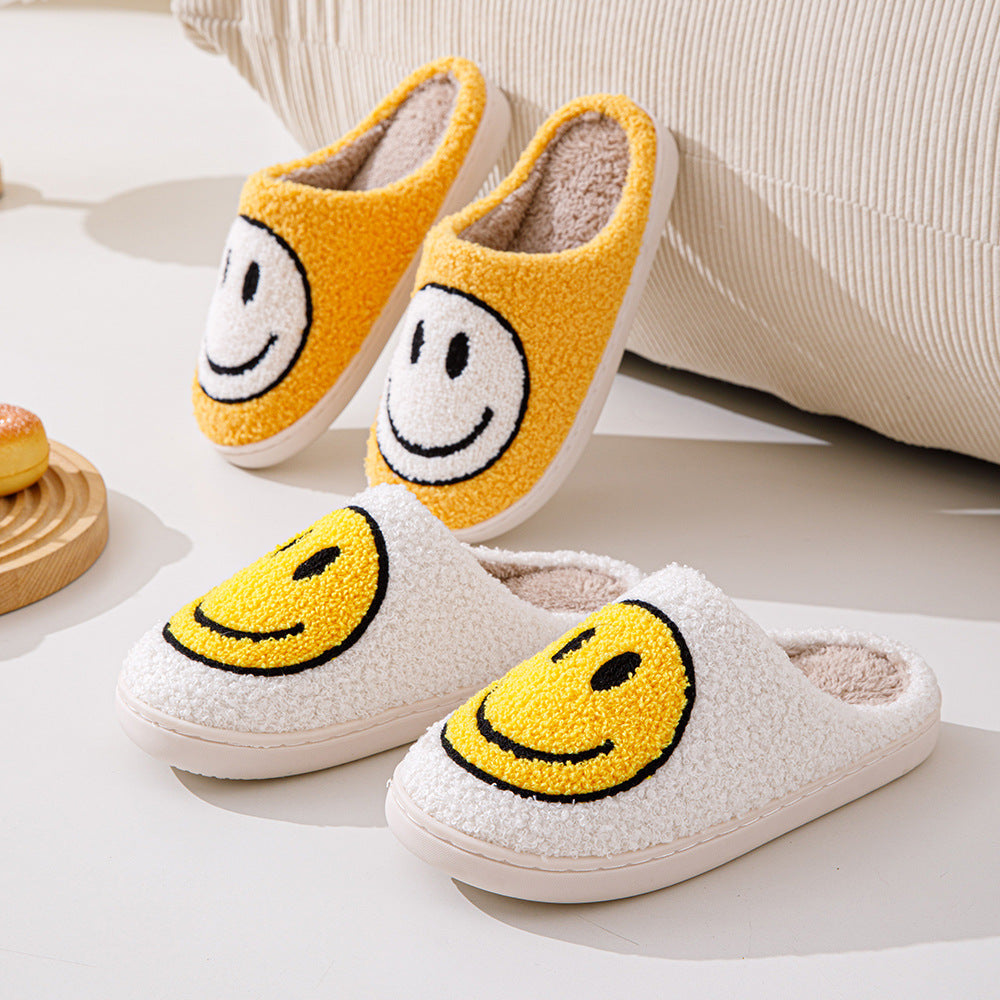 GR Large Smiley Pattern Fur Slippers