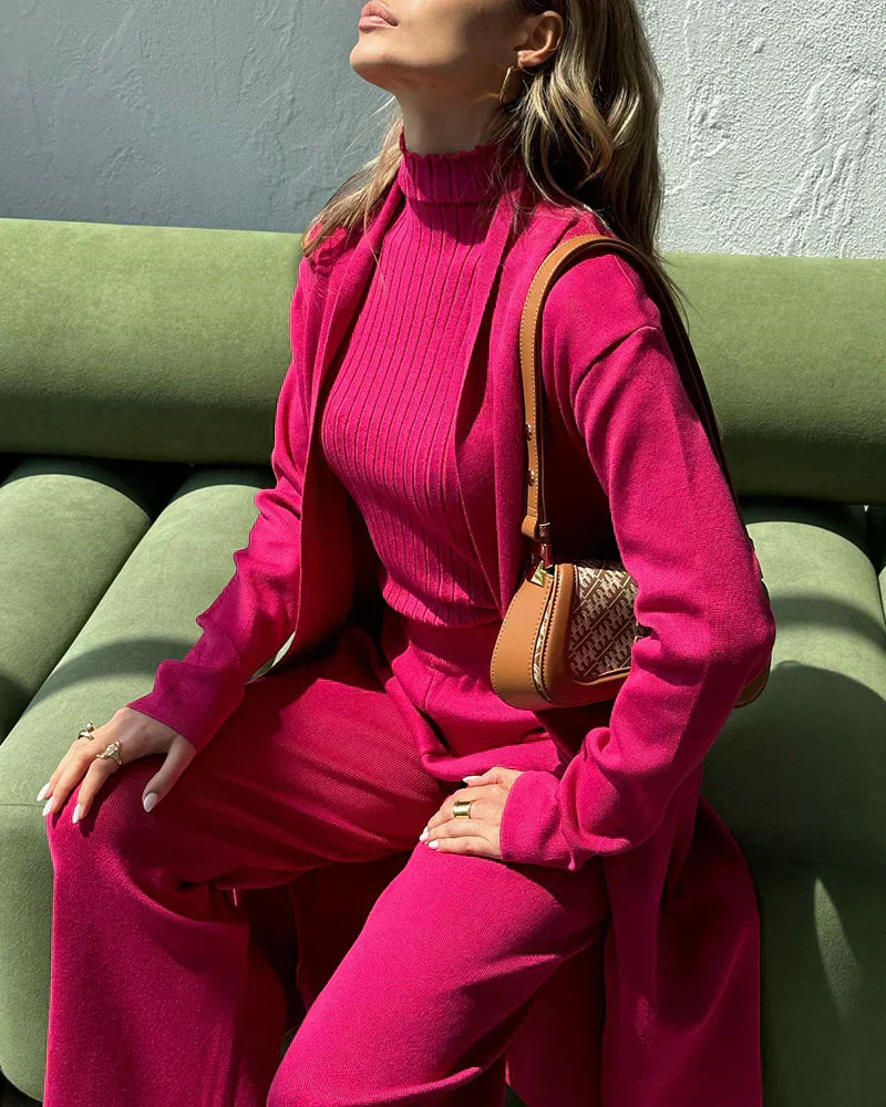 GR | Women's Luxury 3-Piece Knit Co-Order Set Soft & Stretchy
